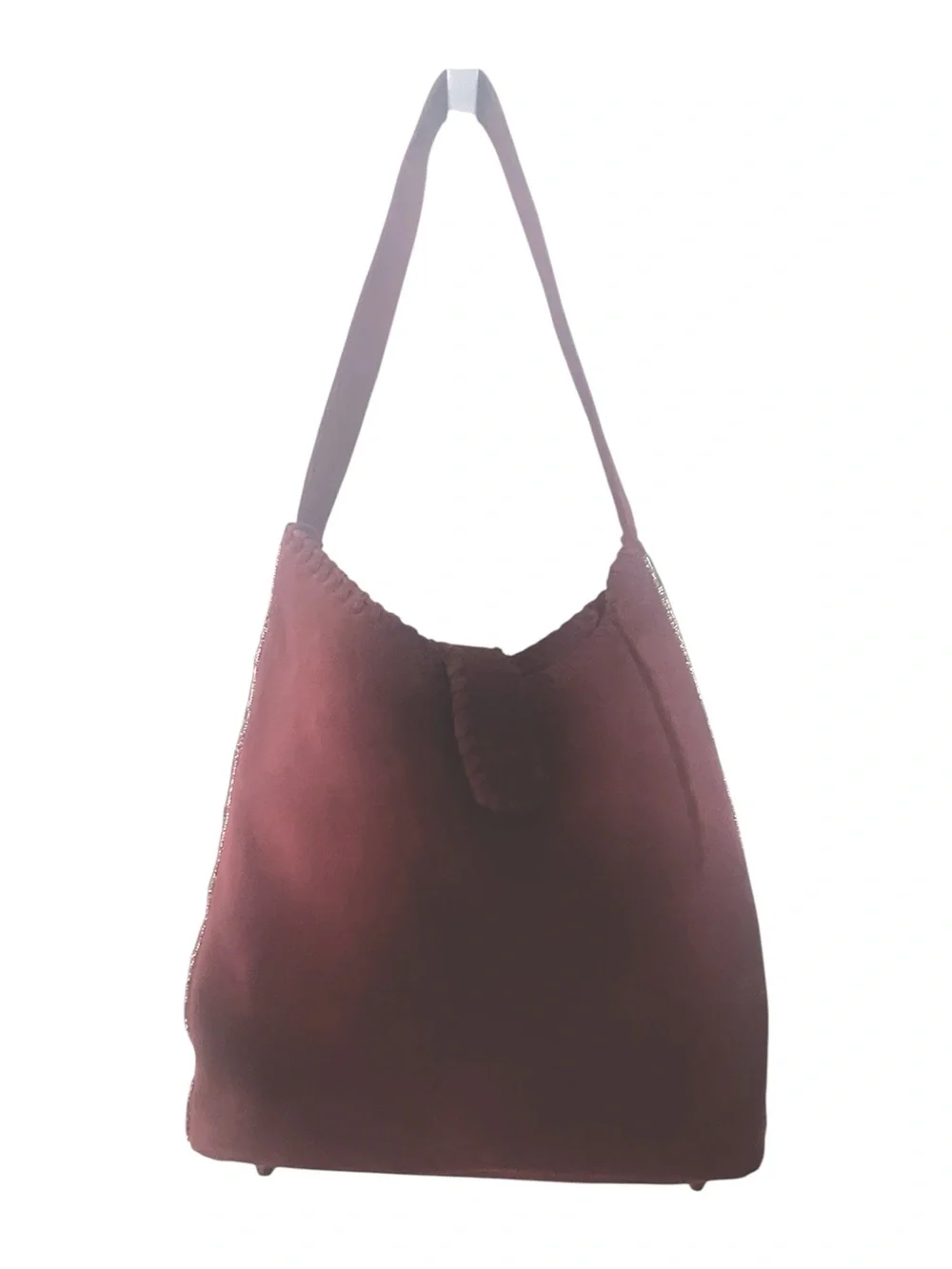 Sundance Leather Hobo Bag Suede Side Beaded Handbag Purse Southwest Boho Western